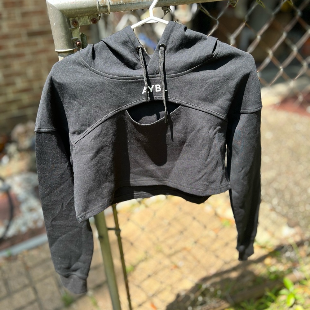 AYBL Everyday Cutout Black Cropped Hoodie